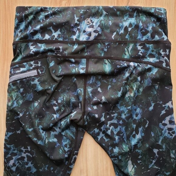 Lululemon Run Top Speed Crop Leggings Full On Luxtreme Green Floral Womens 6 - Picture 7 of 12